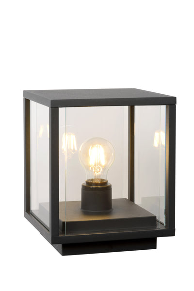 Lampe de borne LED Lucide CLAIRE 1xE27 IP54 Anthracite extérieur cuboïde aluminium 220-240V éclairage de jardin moderne