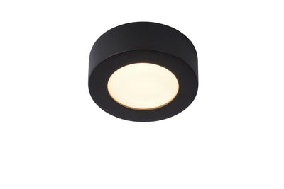 Lucide BRICE Plafonnier LED pour salle de bain, rond 8W dimmable 3000K IP44 Noir Mat Ø117mm