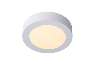 Plafonnier de salle de bains LED Lucide BRICE, rond 18 cm, dimmable 12W 3000K, IP44 Blanc