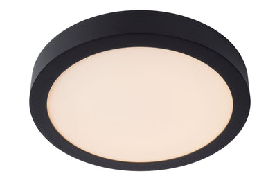 Lucide BRICE Plafonnier LED, 30W 3000K dimmable, IP44 rond 30cm, Noir Mat, éclairage moderne de salle de bain
