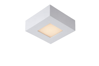 Lucide BRICE plafonnier de salle de bain LED, dimmable 8W 3000K, IP44, carré aluminium blanc 220-240V