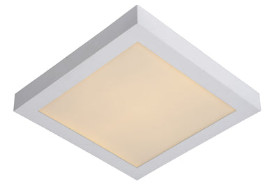 Lucide BRICE plafonnier LED de salle de bain, dimmable 30W 3000K, IP44, Blanc, design carré moderne