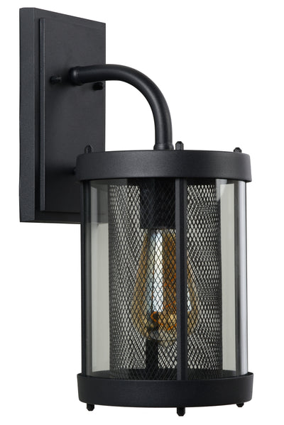 Applique murale Lucide Makkum, 1xE27, lampe intérieure extérieure IP23, métal Noir Mat, 220-240V, 60W max