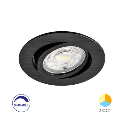 Braytron 7W dimmable LED spotlight, 630 lumen, 3IN1 color temperature, black, CRI >80, IP20