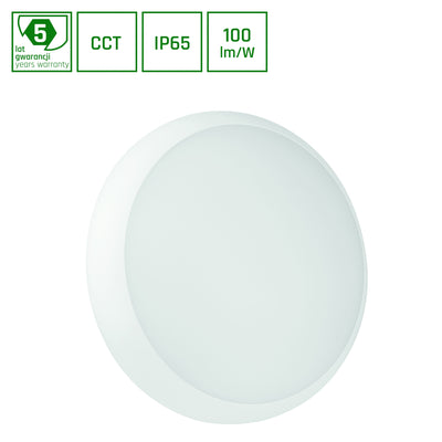 Spectrum NYMPHEA CITY PRO plafonnier LED rond en saillie 18W 230V CCT 1800 lumens IP65 IK10 avec capteur