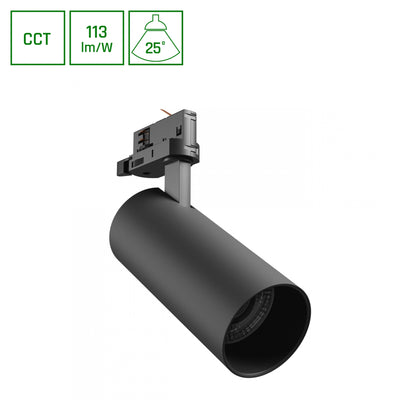Spectrum ANDROMEDA PRIME Spot LED sur Rail 3-Phases 24W CCT 2700 lumens 25° 230V IP20 Aluminium Noir