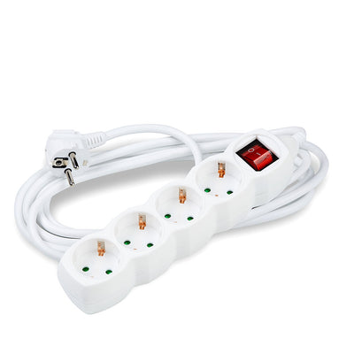 Multiprise Technik 4 prises avec câble cuivre 5m 1.5mm2, interrupteur et protection enfant, Blanc 16A
