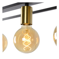 Lucide RUBEN pendant light, 4xE27 sockets, Black & Satin brass, metal fixture, 1520mm height, IP20 dimmable