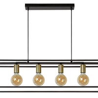 Lucide RUBEN pendant light, 4xE27 sockets, Black & Satin brass, metal fixture, 1520mm height, IP20 dimmable
