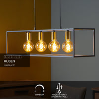 Lucide RUBEN pendant light, 4xE27 sockets, Black & Satin brass, metal fixture, 1520mm height, IP20 dimmable