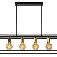 Lucide RUBEN pendant light, 4xE27 sockets, Black & Satin brass, metal fixture, 1520mm height, IP20 dimmable