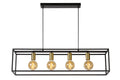 Suspension Lucide RUBEN, 4xE27, Noir & Laiton satiné, corps en métal, hauteur 1520mm, IP20 dimmable