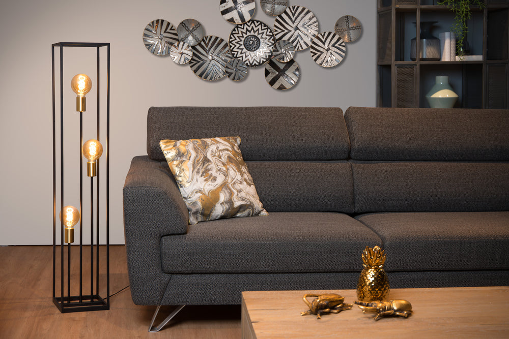 Lucide RUBEN floor lamp, 3xE27 sockets, 220-240V, IP20, Metal Matt Black, Retro style, 1200mm height