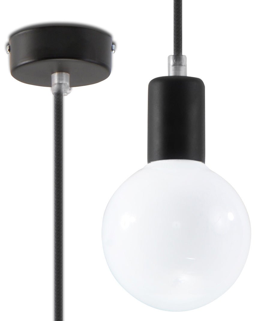 Sollux Lighting hanglamp EDISON zwart LED lamp 50W 220-240V AC CRI 80-89