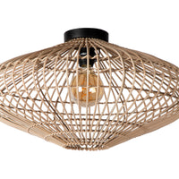 Lucide MAGALI plafonnier, 1xE27, 40W max, rotin et métal scandinave, Ø56cm, IP20, Finition naturelle