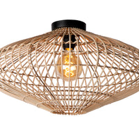 Lucide MAGALI plafonnier, 1xE27, 40W max, rotin et métal scandinave, Ø56cm, IP20, Finition naturelle