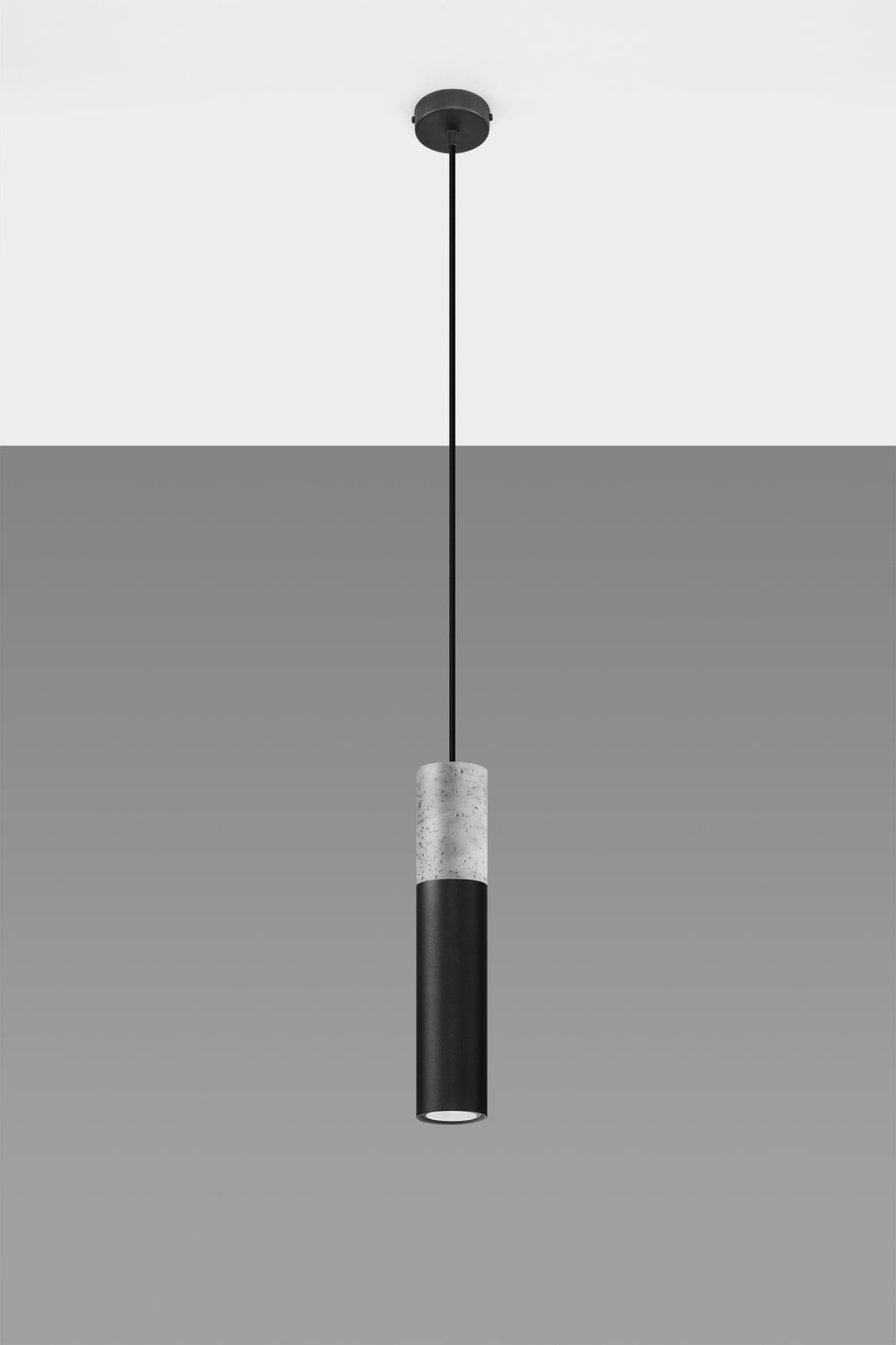 Led pendant lamp black concrete borgio with E27 socket by Sollux Lighting