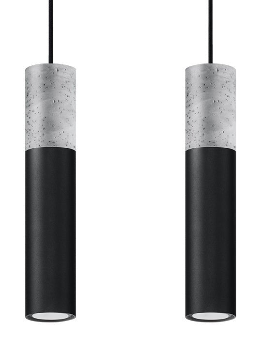 Led hanglamp zwart beton borgio with 2 gu10 fitting by sollux lighting