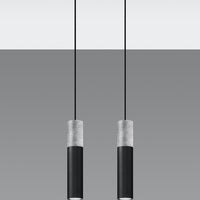 Led hanglamp zwart beton borgio with 2 gu10 fitting by sollux lighting