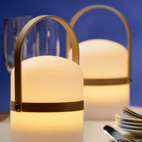 Lampe de table LED rechargeable Lucide JOE IP44 Blanc, 3W dim to warm 2800K-3200K, chargement USB, usage intérieur extérieur