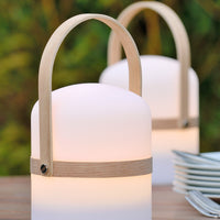 Lampe de table LED rechargeable Lucide JOE IP44 Blanc, 3W dim to warm 2800K-3200K, chargement USB, usage intérieur extérieur