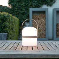 Lampe de table LED rechargeable Lucide JOE IP44 Blanc, 3W dim to warm 2800K-3200K, chargement USB, usage intérieur extérieur