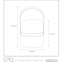 Lampe de table LED rechargeable Lucide JOE IP44 Blanc, 3W dim to warm 2800K-3200K, chargement USB, usage intérieur extérieur