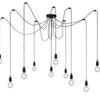 Lucide FIX multi hanging light, 10xE27 sockets, Black metal frame, adjustable height, modern ceiling lamp