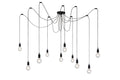 Lucide FIX multi hanging light, 10xE27 sockets, Black metal frame, adjustable height, modern ceiling lamp