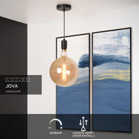 Lucide JOVA hanging lamp Black & Gold, 1xE27 socket, adjustable height, metal design, IP20 indoor pendant