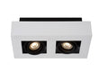 Spot encastré LED de plafond Lucide XIRAX, 2x5W GU10, dim to warm 2200K-3000K, IP20, Aluminium blanc