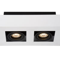 Lucide XIRAX LED ceiling spotlight, 2x5W GU10, dim to warm 2200K-3000K, IP20, White aluminium