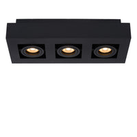 Spot LED de plafond Lucide XIRAX, 3x5W GU10, dim to warm 2200K-3000K, IP20, aluminium Noir Sablé