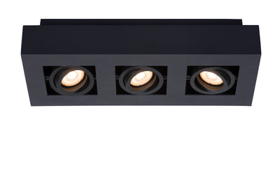 Spot LED de plafond Lucide XIRAX, 3x5W GU10, dim to warm 2200K-3000K, IP20, aluminium Noir Sablé