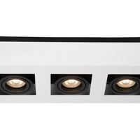 Spot encastré LED de plafond Lucide XIRAX, 3x5W GU10, dim to warm 2200K-3000K, IP20, Aluminium blanc