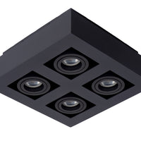 Lucide XIRAX LED ceiling spotlight 4x5W GU10 dim to warm 2200K-3000K Black aluminium modern square IP20