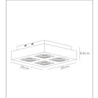 Lucide XIRAX LED ceiling spotlight 4x5W GU10 dim to warm 2200K-3000K Black aluminium modern square IP20