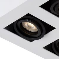 Lucide XIRAX LED ceiling spotlight, 4x5W GU10, dim to warm 2200K-3000K, IP20, square White aluminium