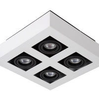 Lucide XIRAX LED ceiling spotlight, 4x5W GU10, dim to warm 2200K-3000K, IP20, square White aluminium