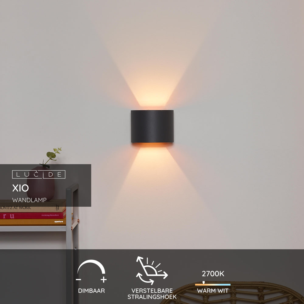 Applique murale LED Lucide XIO, dimmable G9 3.5W 2700K, angle de faisceau réglable, aluminium moderne Gris Foncé