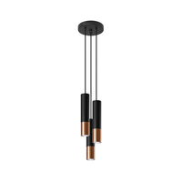 Led hanglamp zwart koper loopez 3 x gu10 fitting - sollux lighting