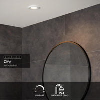 Lucide ZIVA LED recessed bathroom spotlight, GU10 socket, IP44, round aluminium, Sand White, Ø84mm