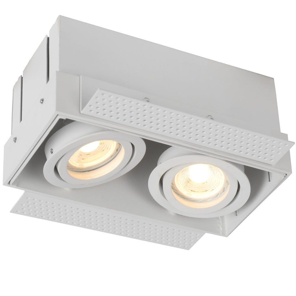 Lucide TRIMLESS spot encastré 2xGU10, aluminium, orientable, dimmable, IP20, Blanc, 185x97mm