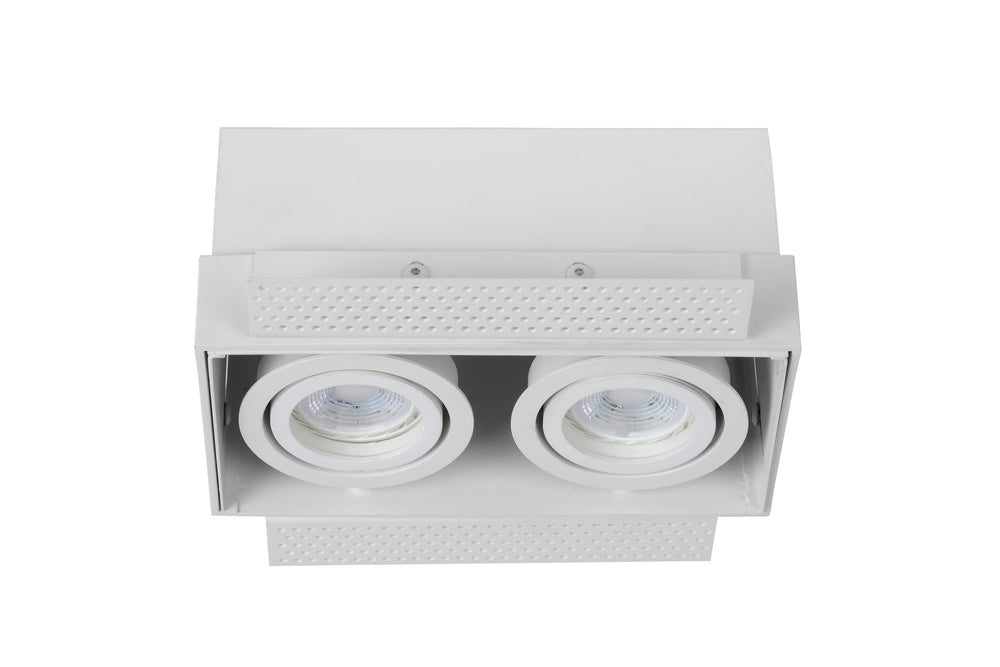 Lucide TRIMLESS spot encastré 2xGU10, aluminium, orientable, dimmable, IP20, Blanc, 185x97mm