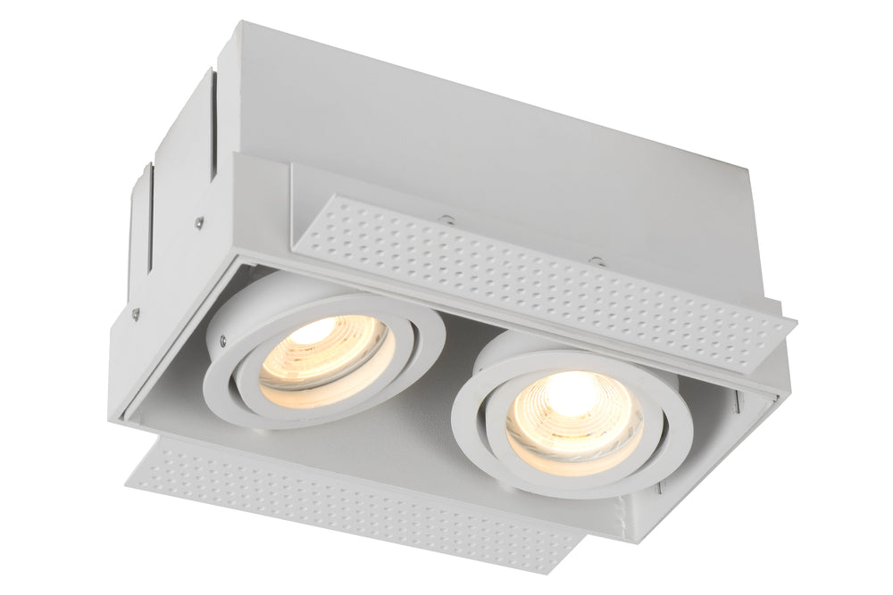Lucide TRIMLESS spot encastré 2xGU10, aluminium, orientable, dimmable, IP20, Blanc, 185x97mm