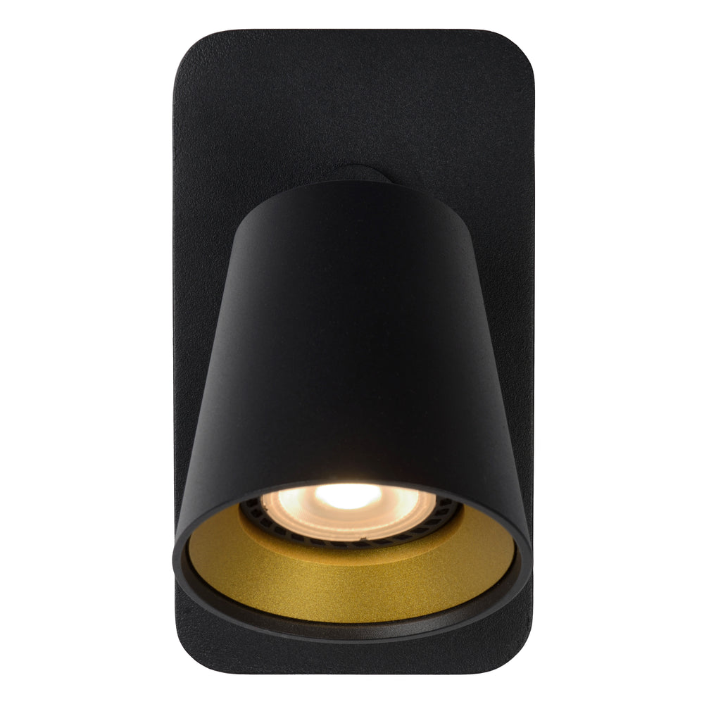 Applique murale LED Lucide TURNON Noir/Or 1x5W GU10 2200K-3000K dim to warm aluminium design moderne IP20