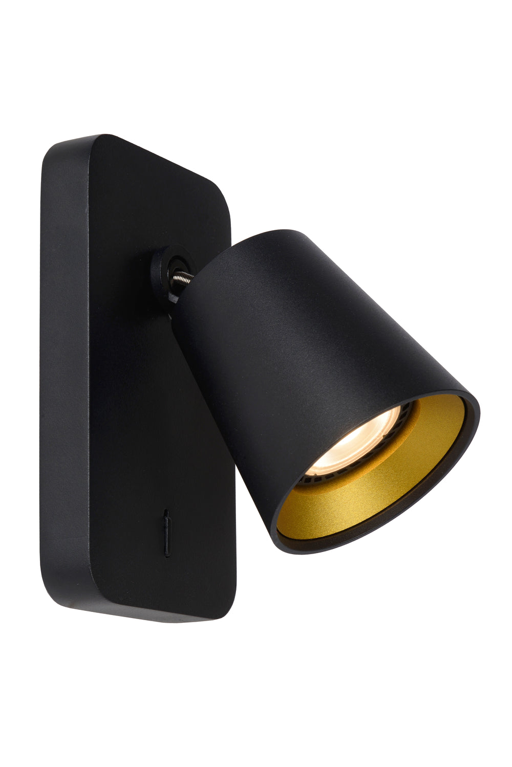 Applique murale LED Lucide TURNON Noir/Or 1x5W GU10 2200K-3000K dim to warm aluminium design moderne IP20
