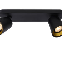 Lucide TURNON Spot de plafond LED, 2x5W GU10, dim to warm 2200K-3000K, Aluminium Noir, IP20