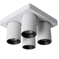 Spot LED de plafond Lucide NIGEL, 4x5W GU10 dim to warm 2200K-3000K, carré Aluminium blanc, IP20