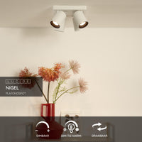 Spot LED de plafond Lucide NIGEL, 4x5W GU10 dim to warm 2200K-3000K, carré Aluminium blanc, IP20